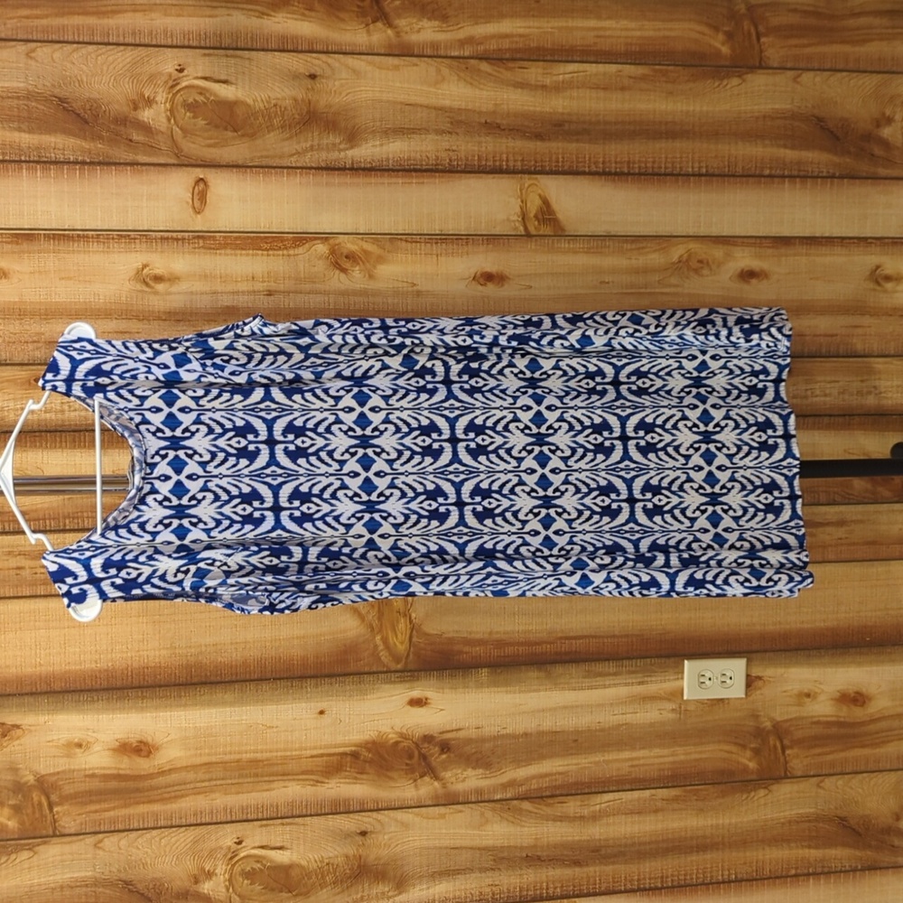 JC Penny Danny and Nicole Royal Blue and white Sleeveless dress